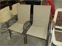 PAIR OF METAL CLOTH COVER PATIO CHAIRS