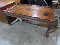 CHERRY FINISH CARVED GALLERY TOP COFFEE TABLE
