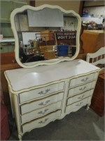 FRENCH PROV. 8 DRAWER DRESSER WITH MIRROR