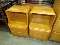 (2X) MCM STAR DUST 2 DRAWER END TABLES