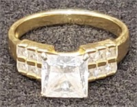 (KC) 14K Yellow Gold CZ Princess Cut Ring (5.2