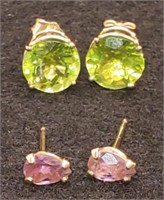 (KC) 14K Yellow Gold Amethyst and Green Citrine