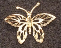 (X) 14K Yellow Gold Butterfly Pendant (0.8 grams)