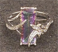 (X) Sterling Silver Iridescent Lavender Ring (4.2