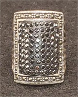 (X) Sterling Silver Marcasite Ring (9.3 grams)