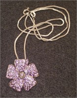 (X) Sterling Silver Amethyst Flower Necklace (8.3