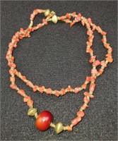 (LK) vtg Branch Coral Necklace  (14" long)