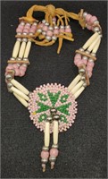 (RK) Native American Bone and Silver Bead