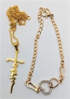(RM) Goldtone Faith Necklace (18" long) and White
