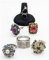 (FG) Goldtone and Silvertone Costume Rings -