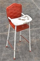 Vintage Metal Red & White Toy High Chair
