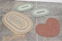(4) Braided Rugs: Ovals and Heart