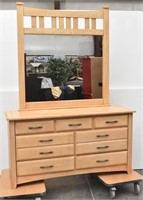 Seven Drawer Dresser with Mirror, Metal Handles