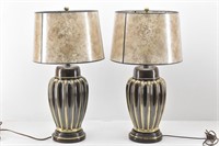Pair of Classy Ribbed Metal Table Lamps