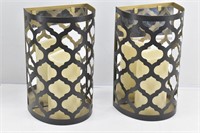 Pair of Wall Mount Metal Art Deco Candle Holders