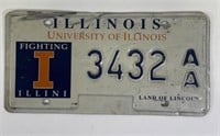 Vintage Illini Metal License Plate