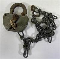 Antique Adlake ICRR Railroad Lock w/ Brass Key