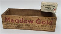 2 Wooden Cheese Boxes - Meadow Gold & Liederkranz