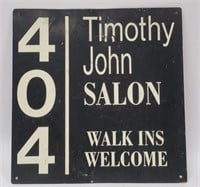 Champaign IL Timothy John Salon Metal Store Sign