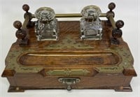 Antique Pen and Inkwell Wooden Desk Set