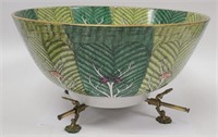 14" Wide Japanese Bowl on Brass Pedestal