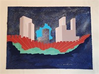 Carl Raymond Schmidt 1987 Chicago Skyline Painting