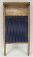 Vintage Blue Steel Enamel Advertising Washboard