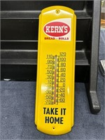 Kern's Bread Yellow Metal Thermometer Sign