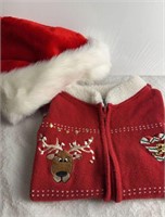Ugly Christmas Sweater Vest & Santa Hat
