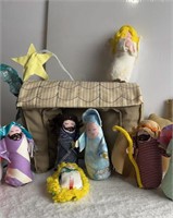 Handmade nativity set for children to play.