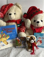 Christmas teddy bears and books