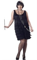 CALIFORNIA COSTUME BLACK DRESS WITH FEATHER SIZE