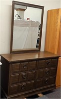 Mid Century Modern 6 Drawer Dresser & Mirror