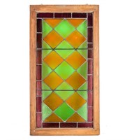 Vintage Framed Stained Glass Leaded Window