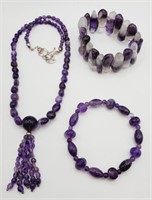 (AB) Amethyst Necklace (18" long) and Stretch