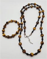 (AB) Tiger's Eye Necklace (36" long) and Stretch