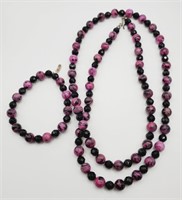 (AB) Black Rhodonite and Onyx Beaded Necklace