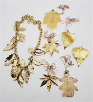(P) Goldtone Leaf Necklaces (16" to 18" long)