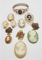 (P) Cameo Necklaces, Bracelet, Brooches and