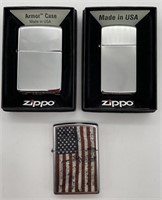 (X) 3 Zippo Lighters (bidding on one times the