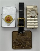 (X) Clark Belt Buckle, Imperial Cubs Lighter, and
