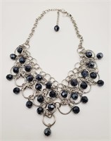(Q) Cookie Lee Blue Faceted Bead Silvertone