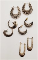 (Q) Sterling Silver Pierced Earrings (26.3 grams)