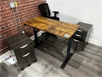 Adjustable Height Desk, Pedestals and Chair