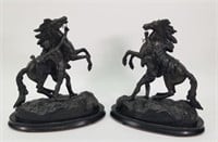 2 Metal Marly Horse Sculptures