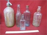 Lot Of Various Vintage Glass Bottles
