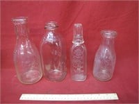 Lot Of 4 Vintage Glass Milk Bottles