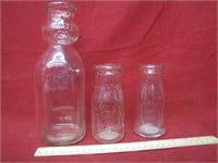 Lot Of 3 Vintage PA Glass Milk Bottles