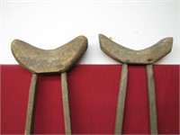 Pair Of Antique 1920 Wooden Crutches