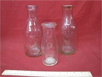 Lot Of 3 N.Y. Dairy Glass Bottles